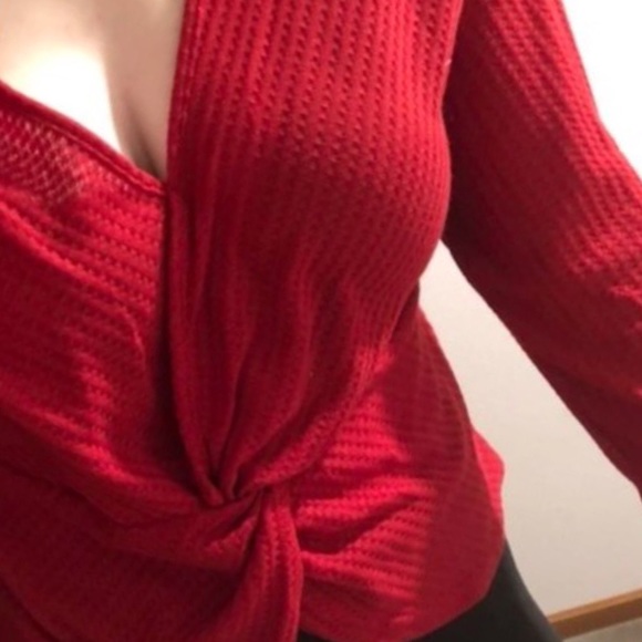 Red Open Back Waffle Knit Reversible Top NEW - Picture 6 of 7